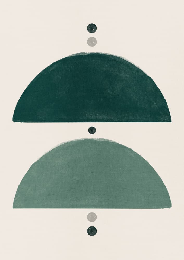 Modern Green Semicircles by Ema Paraschiv — canvas wall art