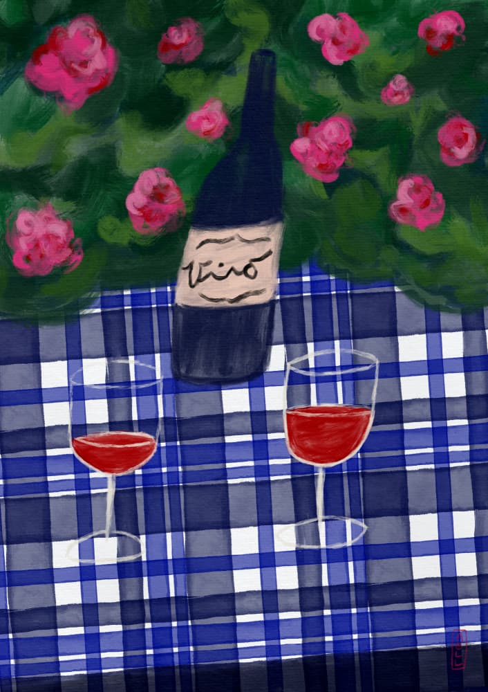 Garden Wine Picnic by Dirkie Nell — canvas wall art