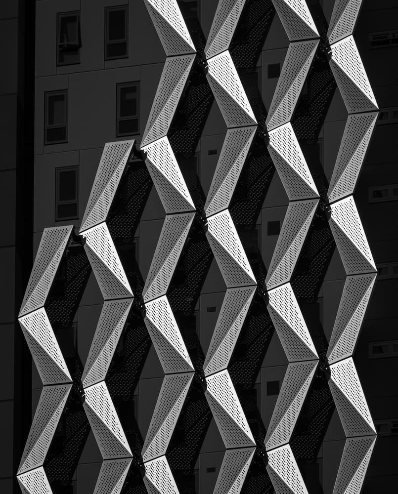 Modern Geometric Facade by Jacqueline Hammer — canvas wall art