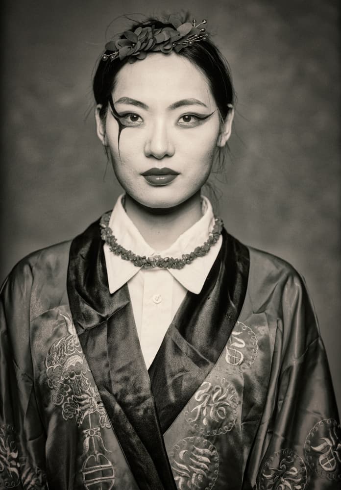 Elegant Asian Portrait by Offer Ellbogen — canvas wall art