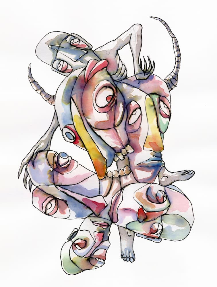 Surreal Intertwined Faces by Wildemar Doomgriever — canvas wall art