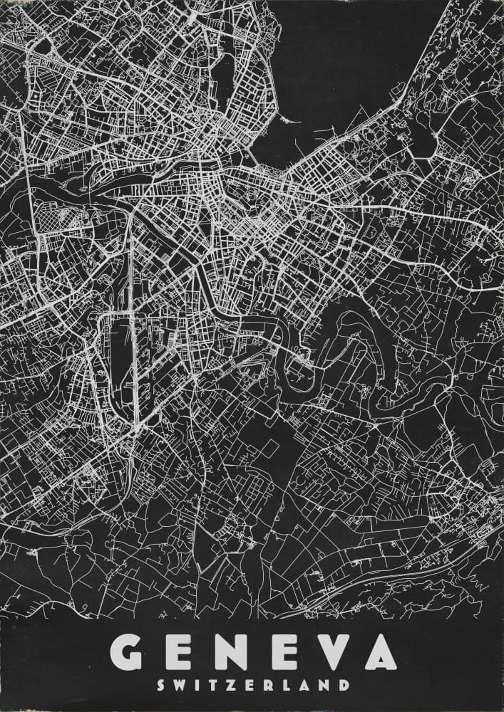 Geneva Switzerland Map by Nicholas — canvas wall art