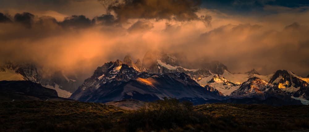 Epic Golden Peaks by Bing Li — canvas wall art