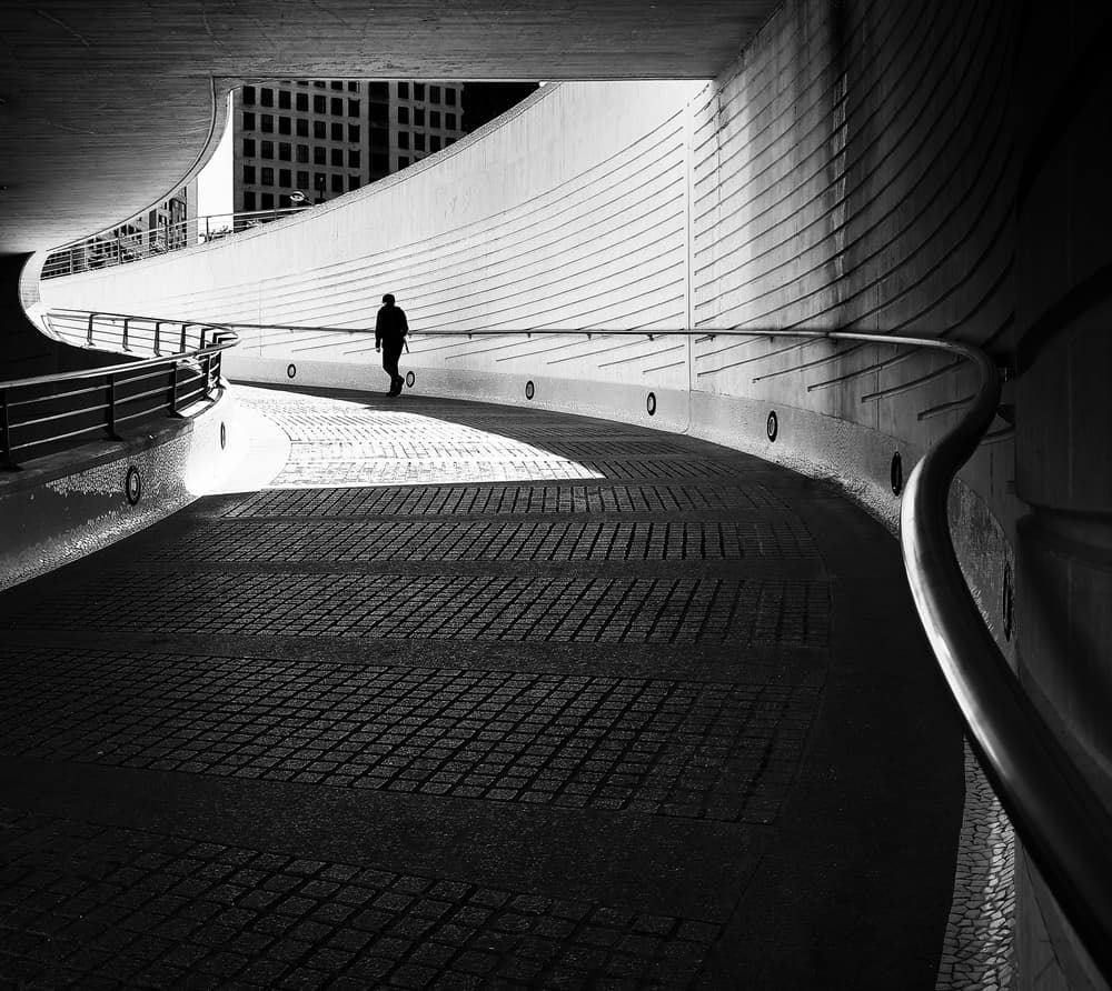 Lone Figure Curved Path by Julien Oncete — canvas wall art