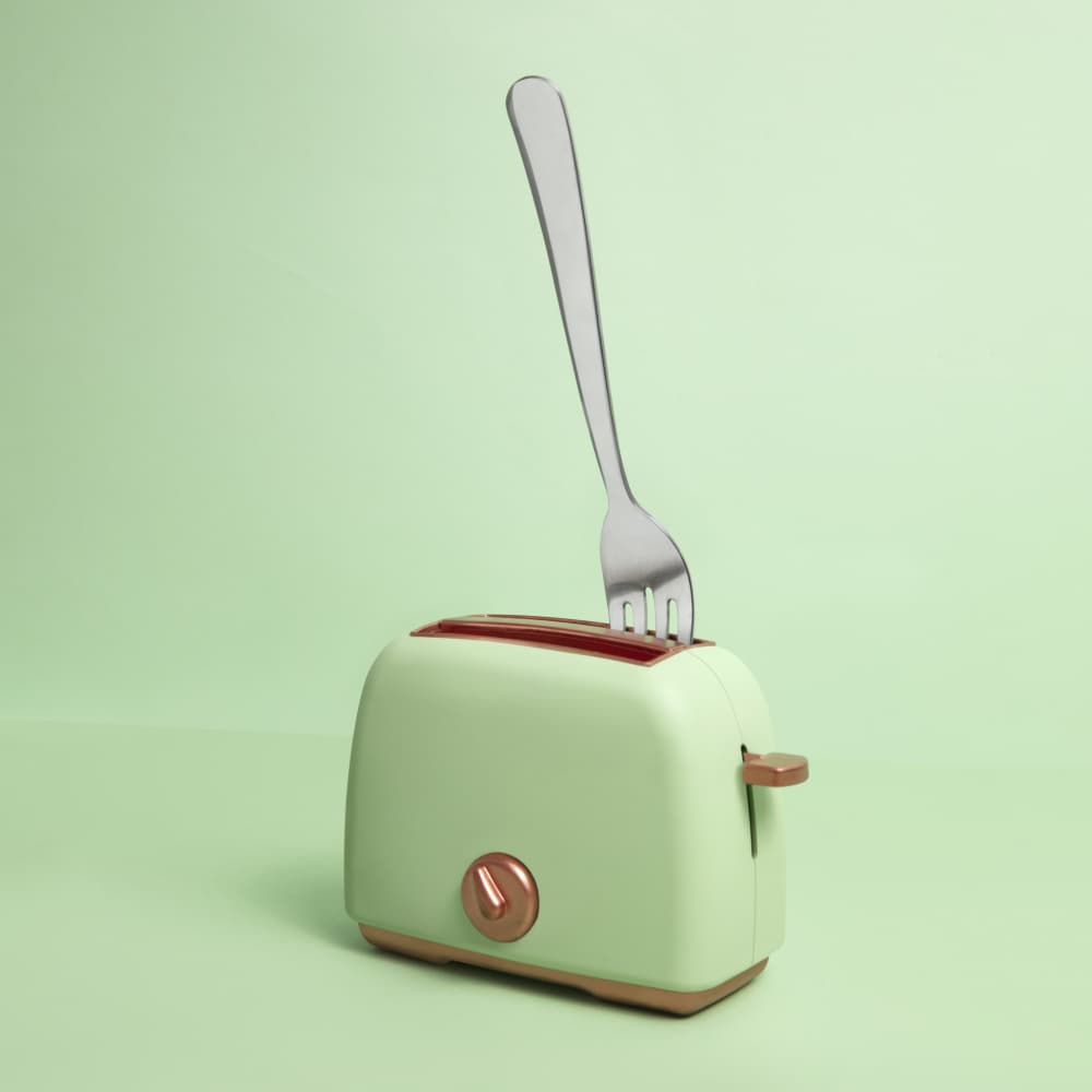 Electric Toaster Fork by Julia Ramiro — canvas wall art