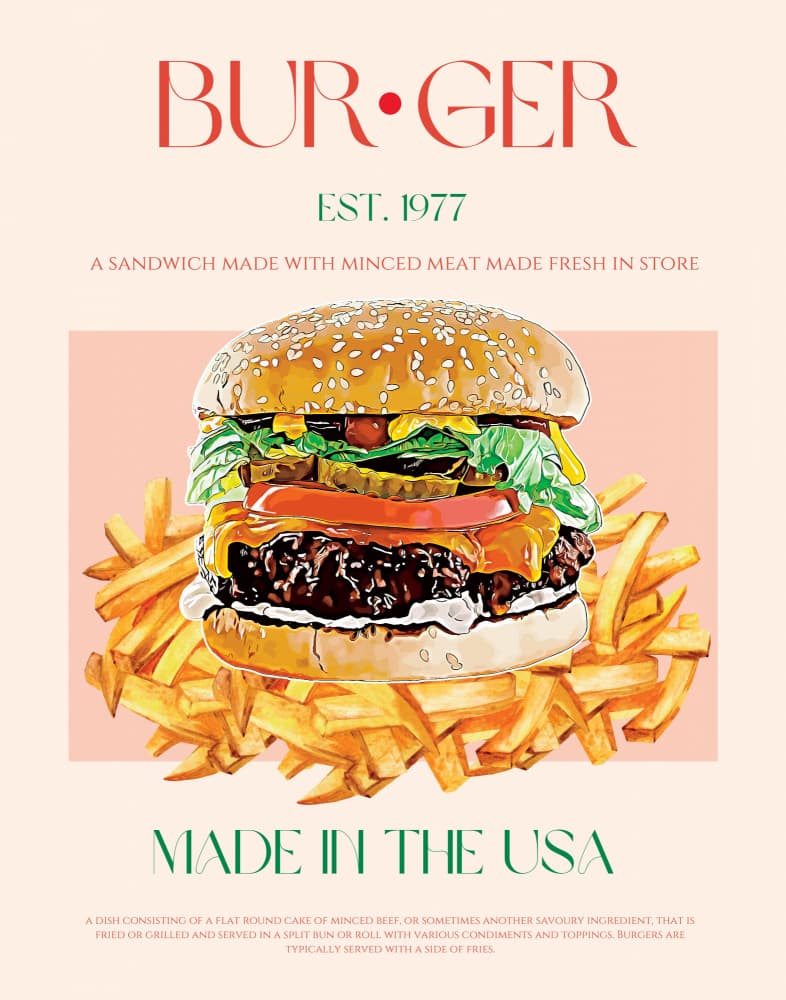 Classic Burger And Fries by Nazma Khokhar — canvas wall art