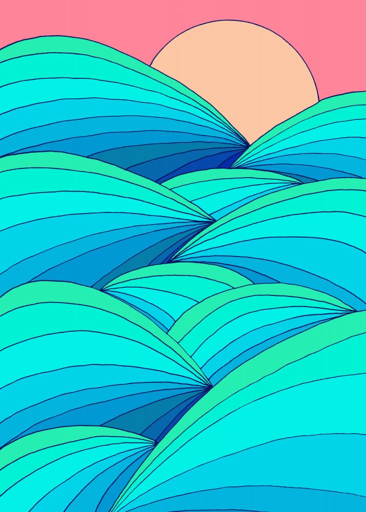 Vibrant Wavy Sunset by Stephen Wade — canvas wall art