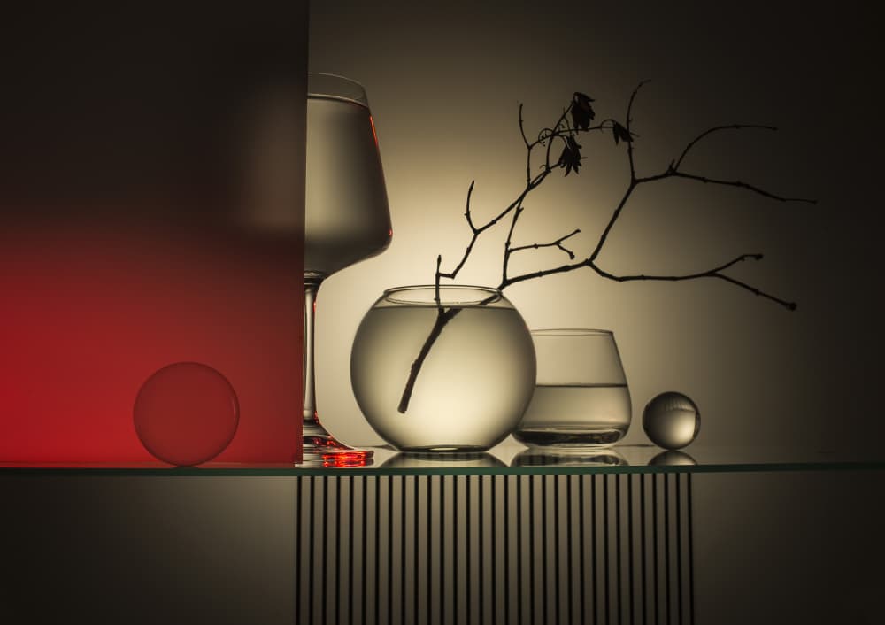 Elegant Glass Still Life by Evgeniy Popov — canvas wall art