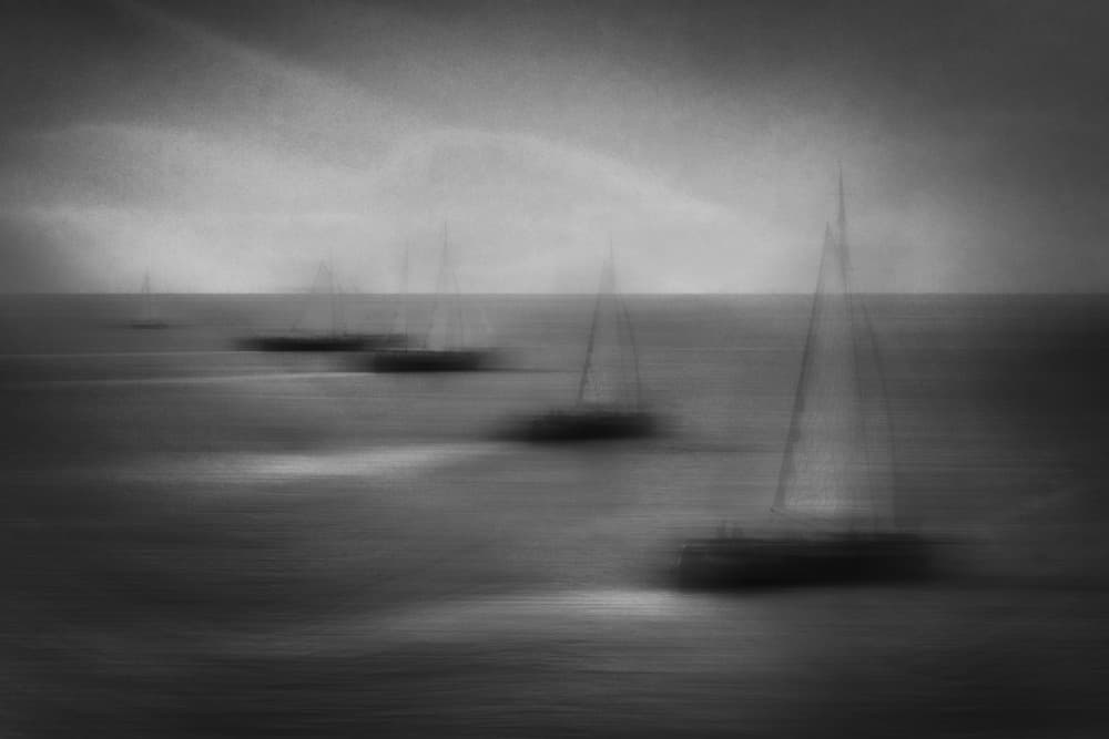 Blurred Sailboats At Sea by Greetje van Son — canvas wall art