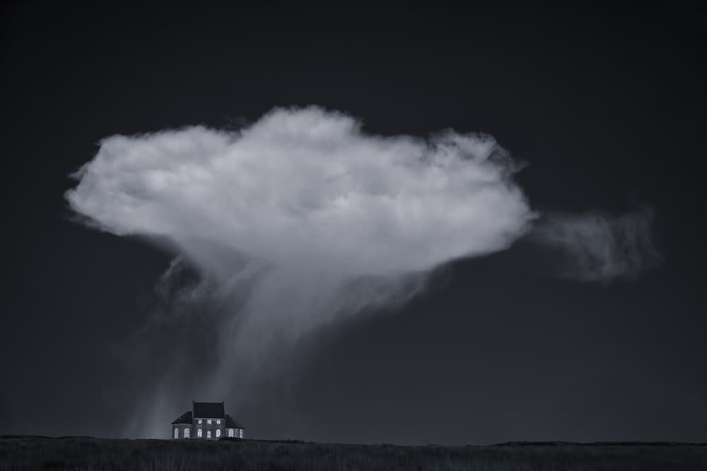 Lonely House Under Storm by Uschi Hermann — canvas wall art