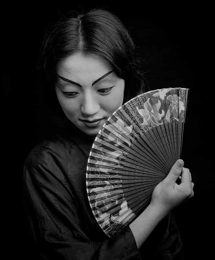 Geisha Fan Portrait by Allan Li wp — canvas wall art
