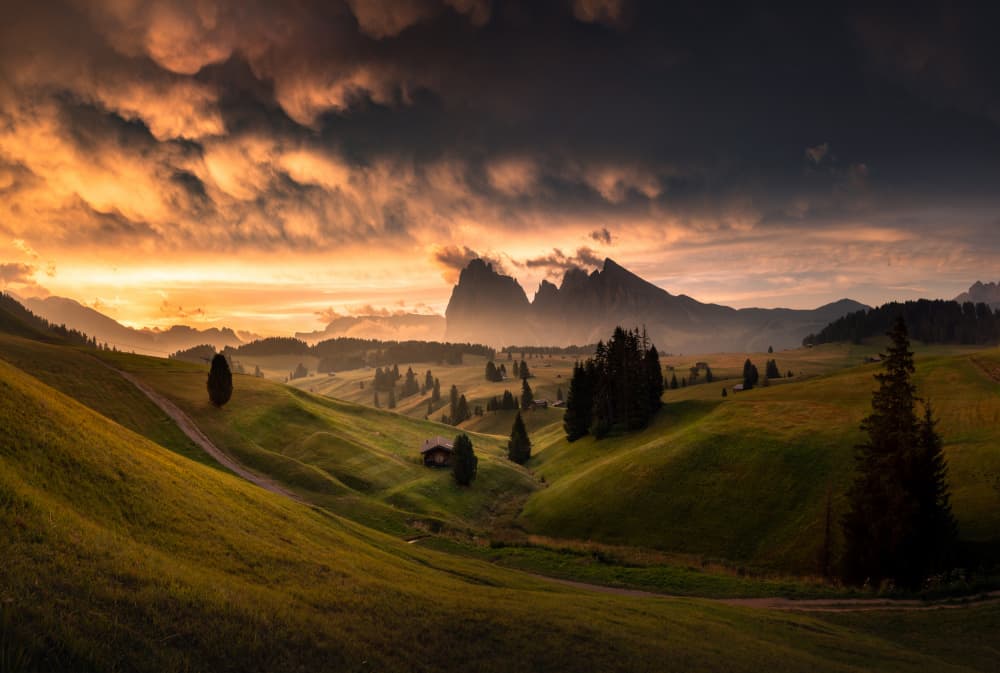Majestic Alpine Sunset by Karol Nienartowicz — canvas wall art
