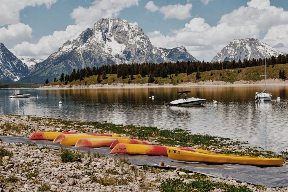 Alpine Lake Kayaks by Del Mundo Imagery — canvas wall art