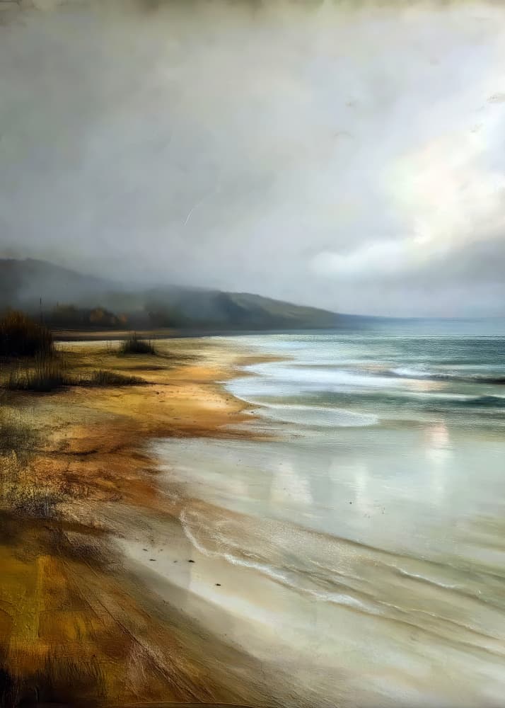 Misty Coastal Landscape by Justyna Jaszke — canvas wall art