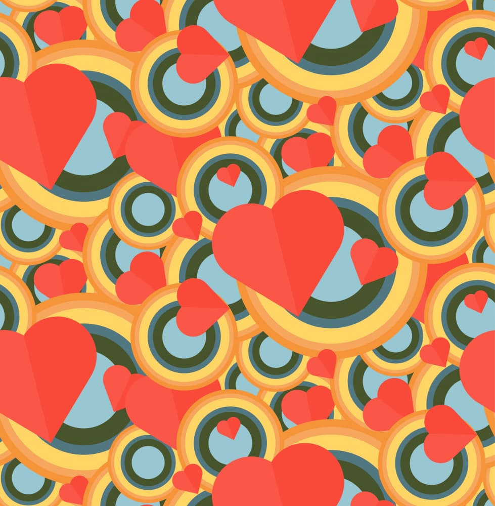 Vibrant Retro Hearts by Marika Barsrsind β canvas wall art