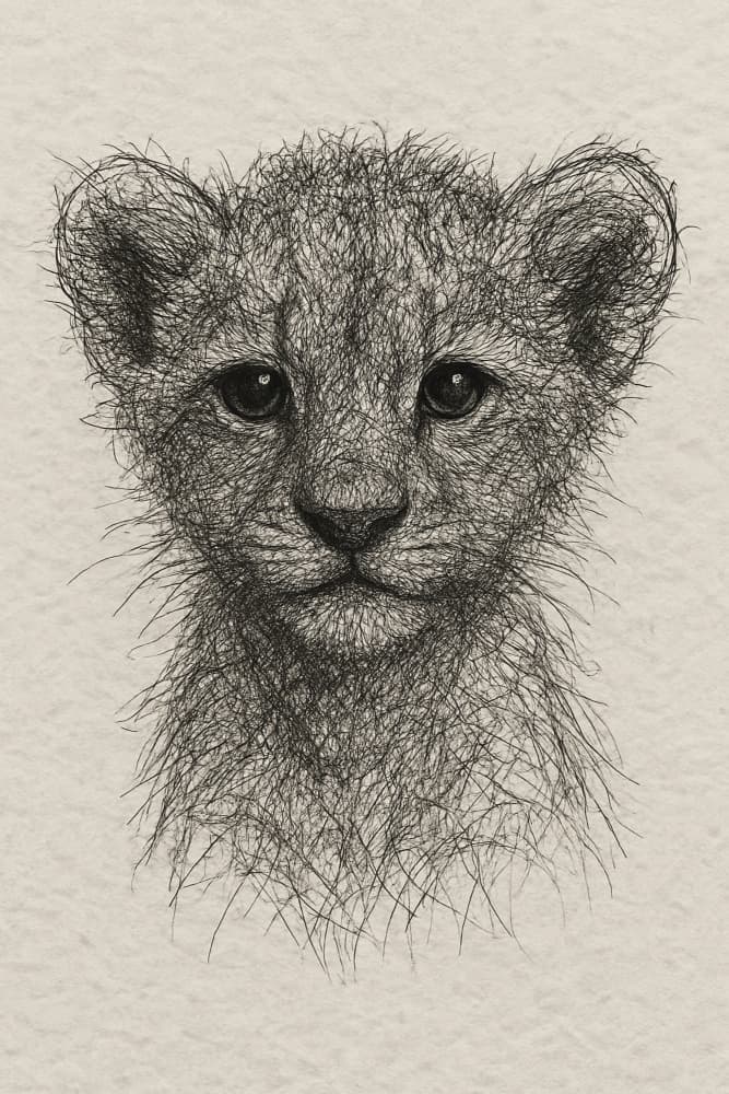 Cute Lion Cub Sketch by Natalie Bruns — canvas wall art