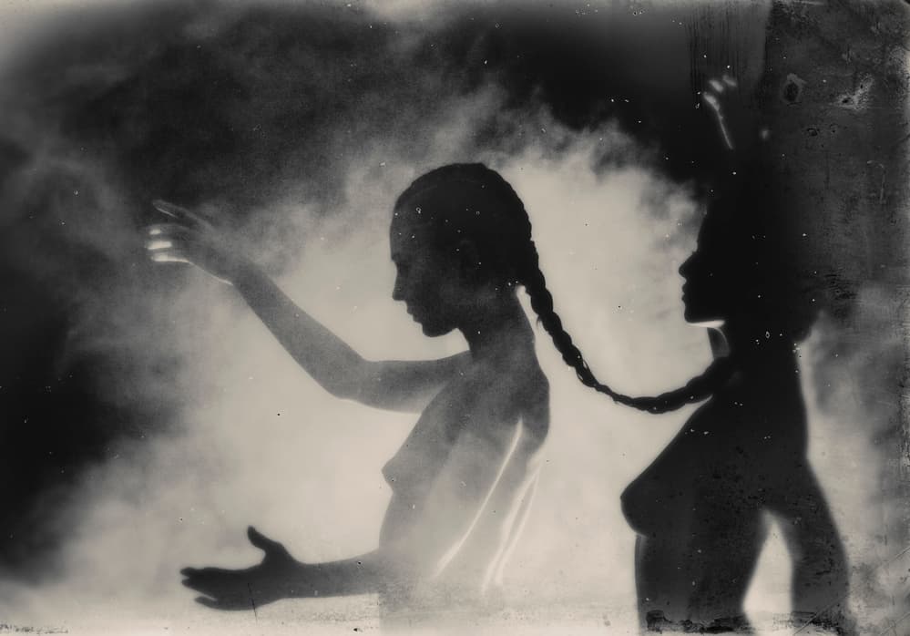 Braided Women in Haze by Bogdan Bouşcă — canvas wall art