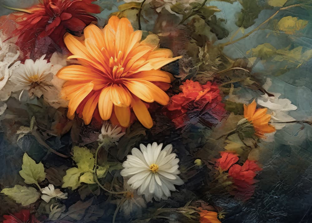 Vibrant Floral Still Life by Bilge Paksoylu — canvas wall art