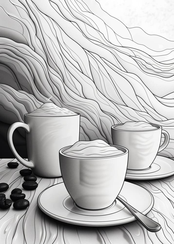 Monochrome Coffee Still Life by Justyna Jaszke — canvas wall art