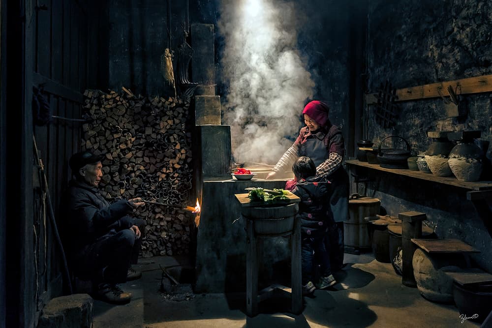 Rustic Family Cooking by Hua Zhu — canvas wall art