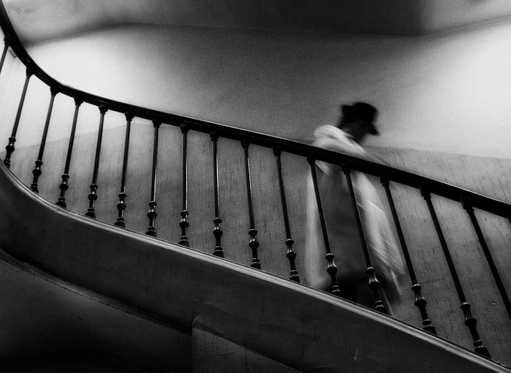 Mysterious Figure on Stairs by Eric Drigny — canvas wall art