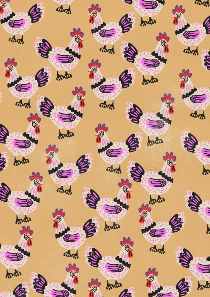 Colorful Farm Chickens by Nicholas — canvas wall art