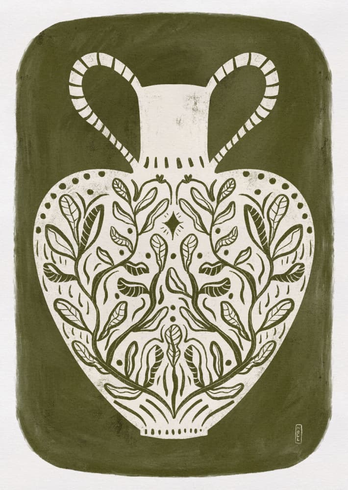 Botanical Folk Vase by Dirkie Nell — canvas wall art