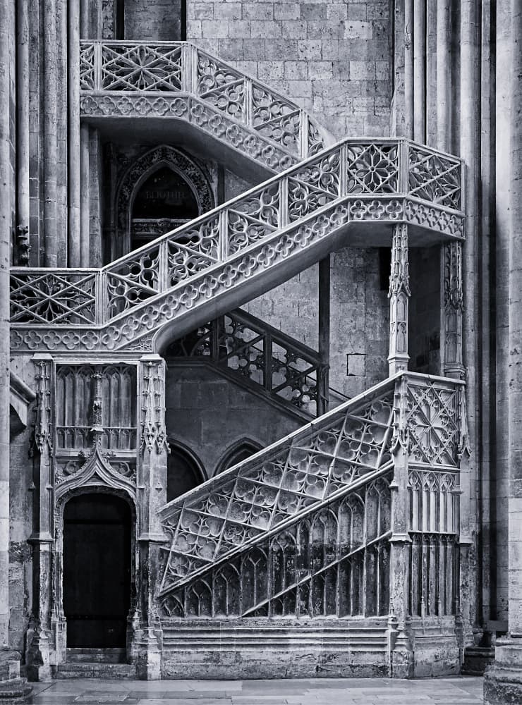 Gothic Stone Staircase by Martin Fleckenstein — canvas wall art
