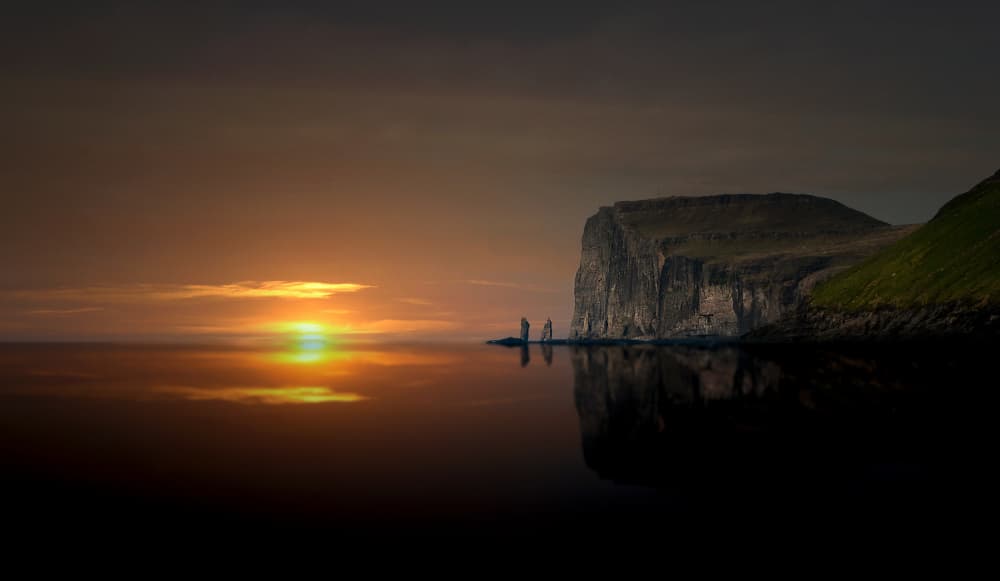 Majestic Cliffs Sunset Reflection by Erik Engström — canvas wall art