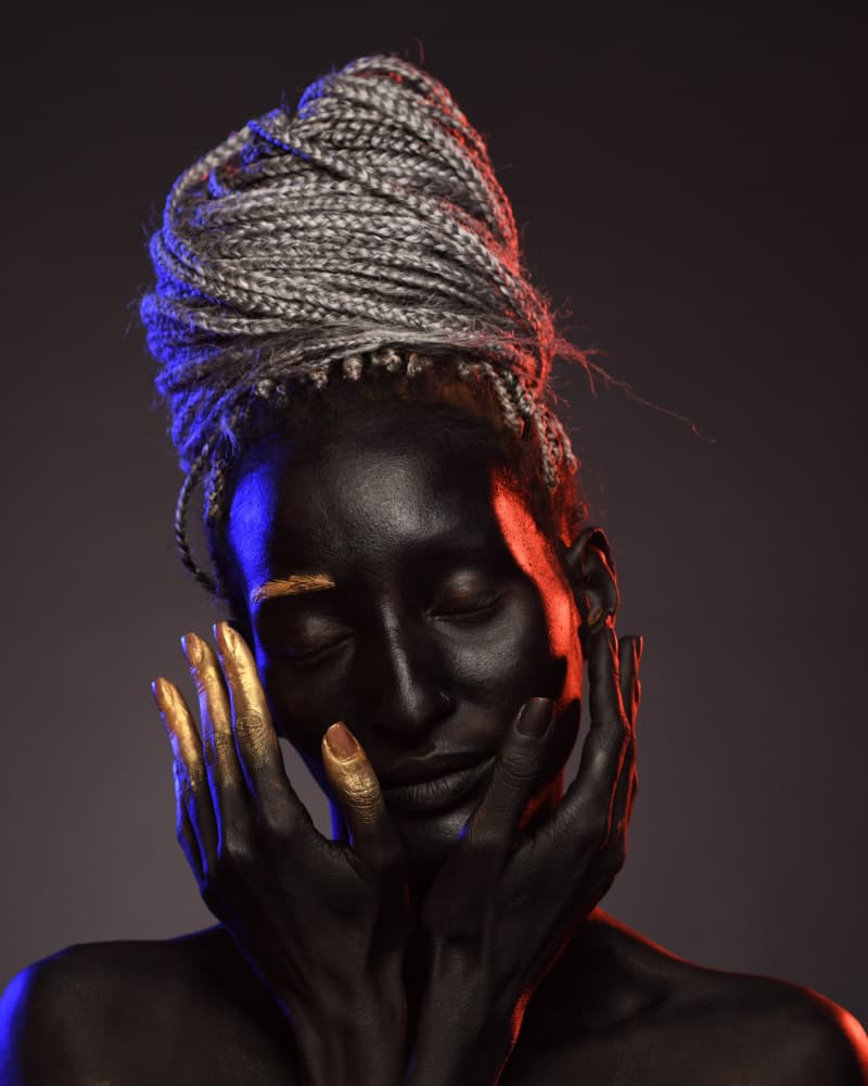 Serene Black Gold Woman by Yoram GIL — canvas wall art