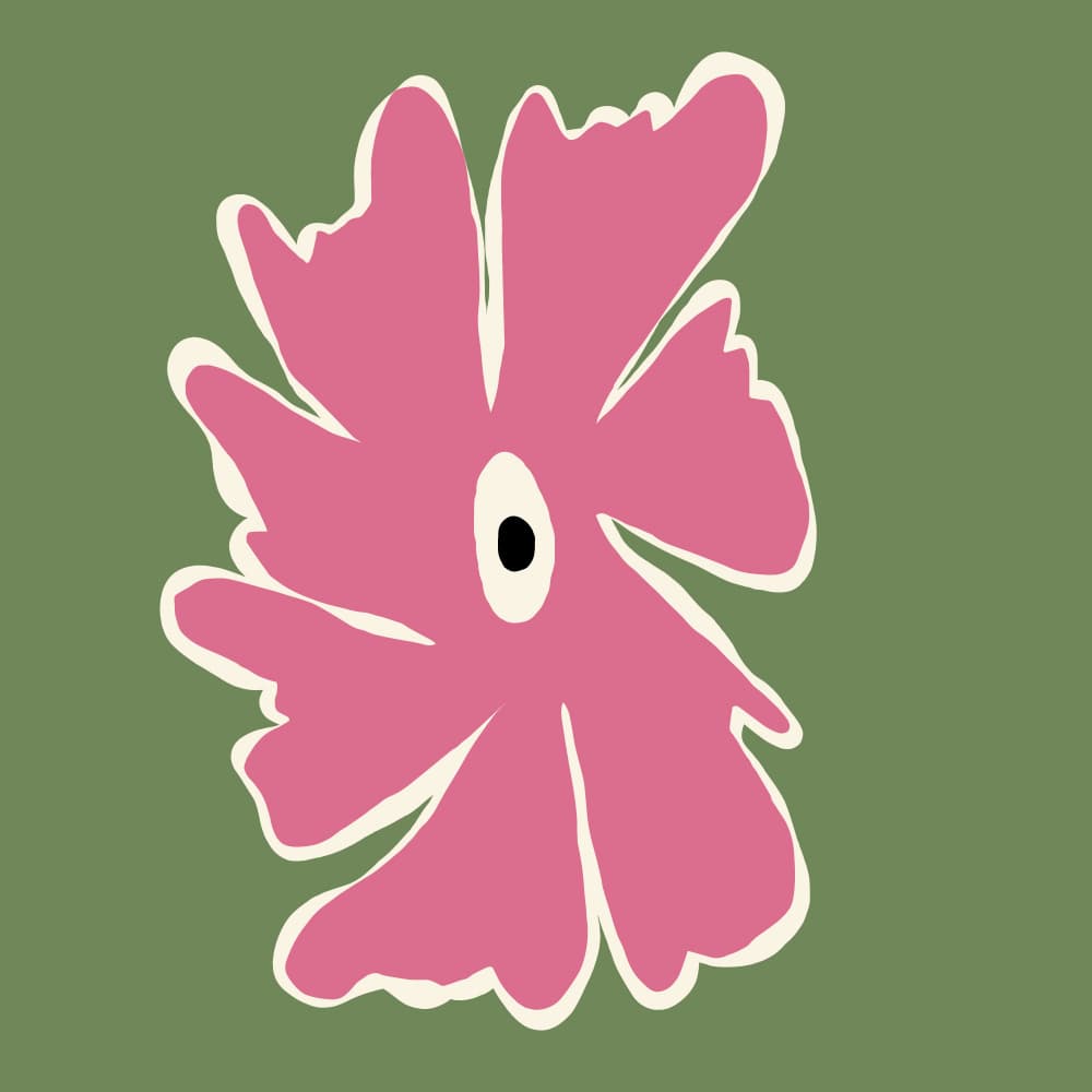 Pink and green bold flower by Miho Art Studio — canvas wall art