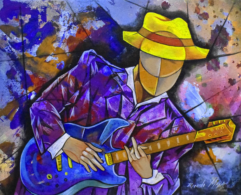 Vibrant Jazz Guitarist by Ricardo Maya — canvas wall art