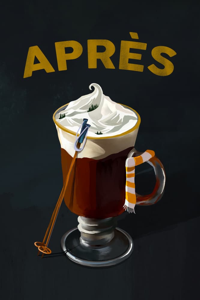 Apres Hot Cocoa Cocktail Ski Art by The Whiskey Ginger — canvas wall art