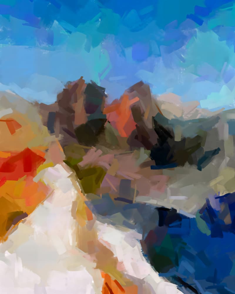 Colorful Mountain Landscape by Uma Gokhale — canvas wall art