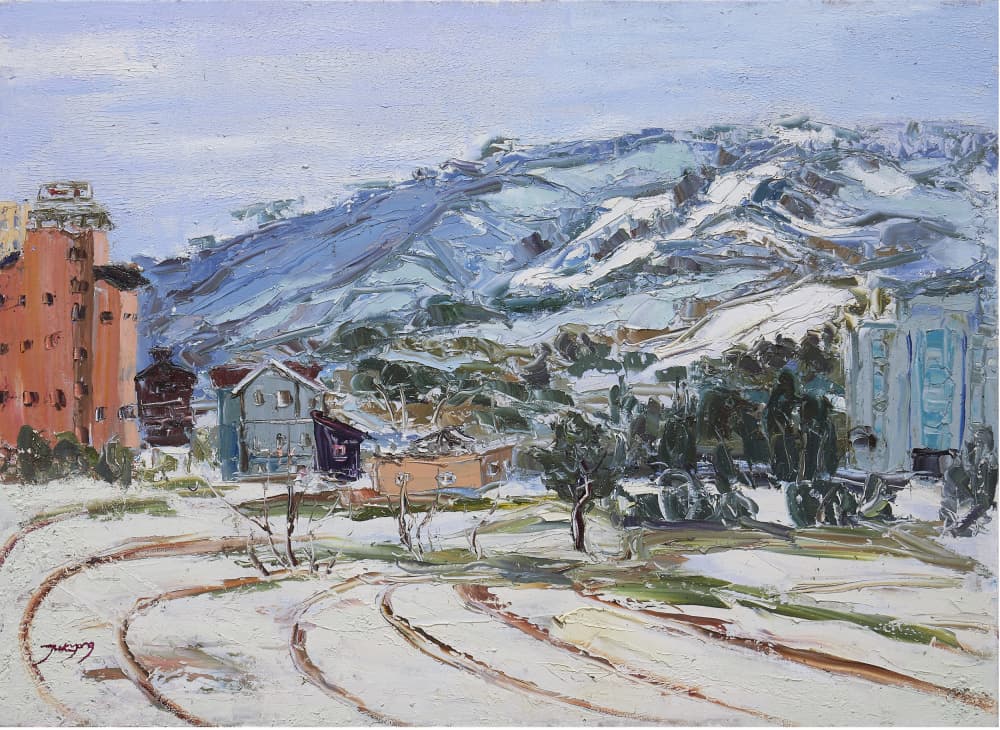 Snowy Urban Hillside by Jukyong Park — canvas wall art