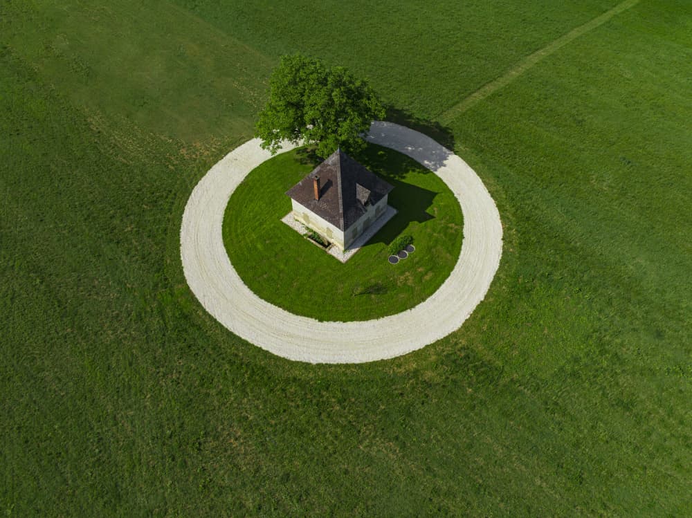 Circular House Green Field by Jure Kravanja — canvas wall art