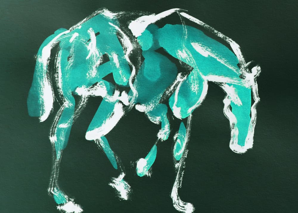 Abstract Teal Horse by Santhosh ch — canvas wall art