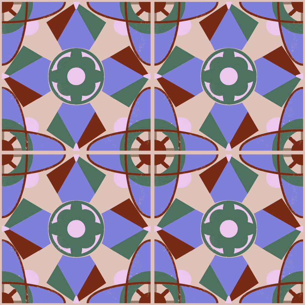 Vintage Floral Tile Pattern by Charlotte Trudgett — canvas wall art