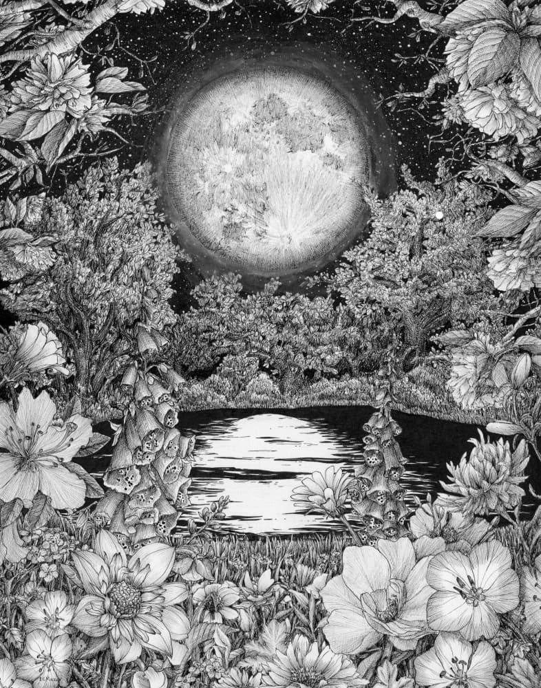 Enchanted Moon Garden by EC Mazur — canvas wall art