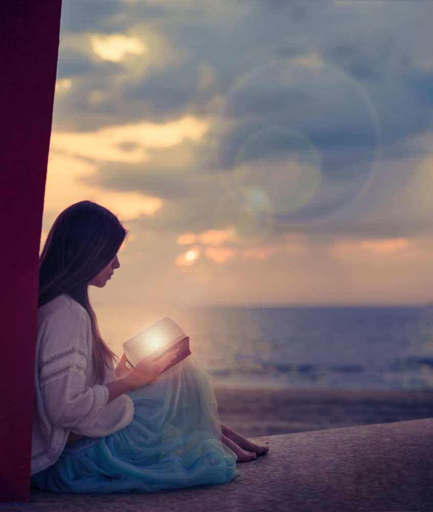 Magical Beach Reading by Alla Simacheva — canvas wall art