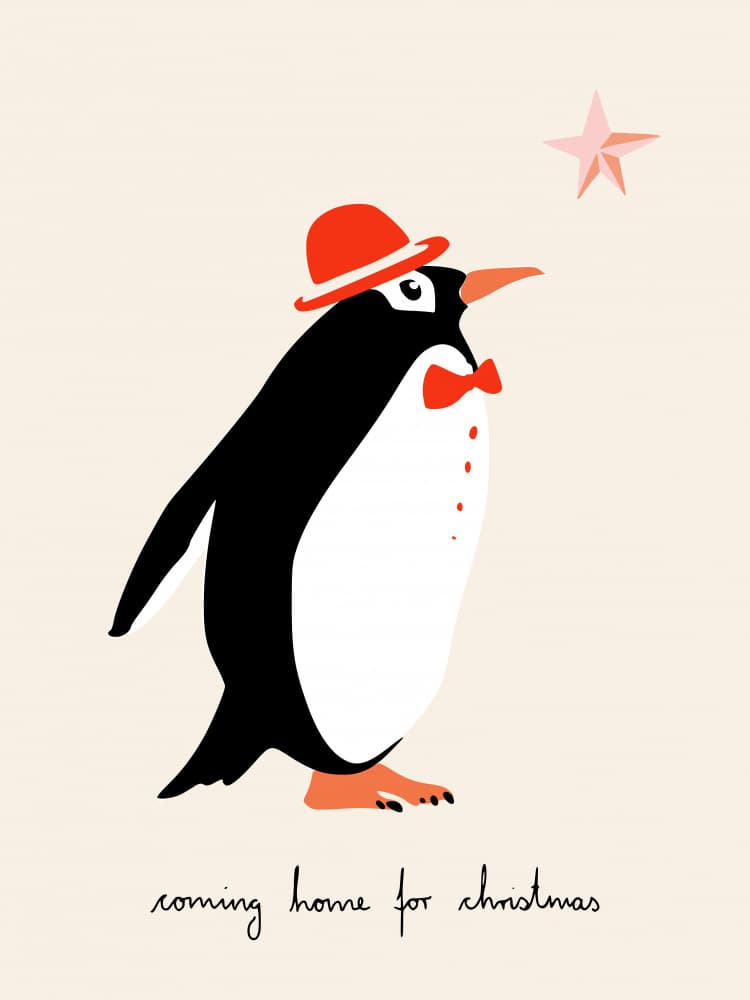 Dapper Christmas Penguin by Annick — canvas wall art