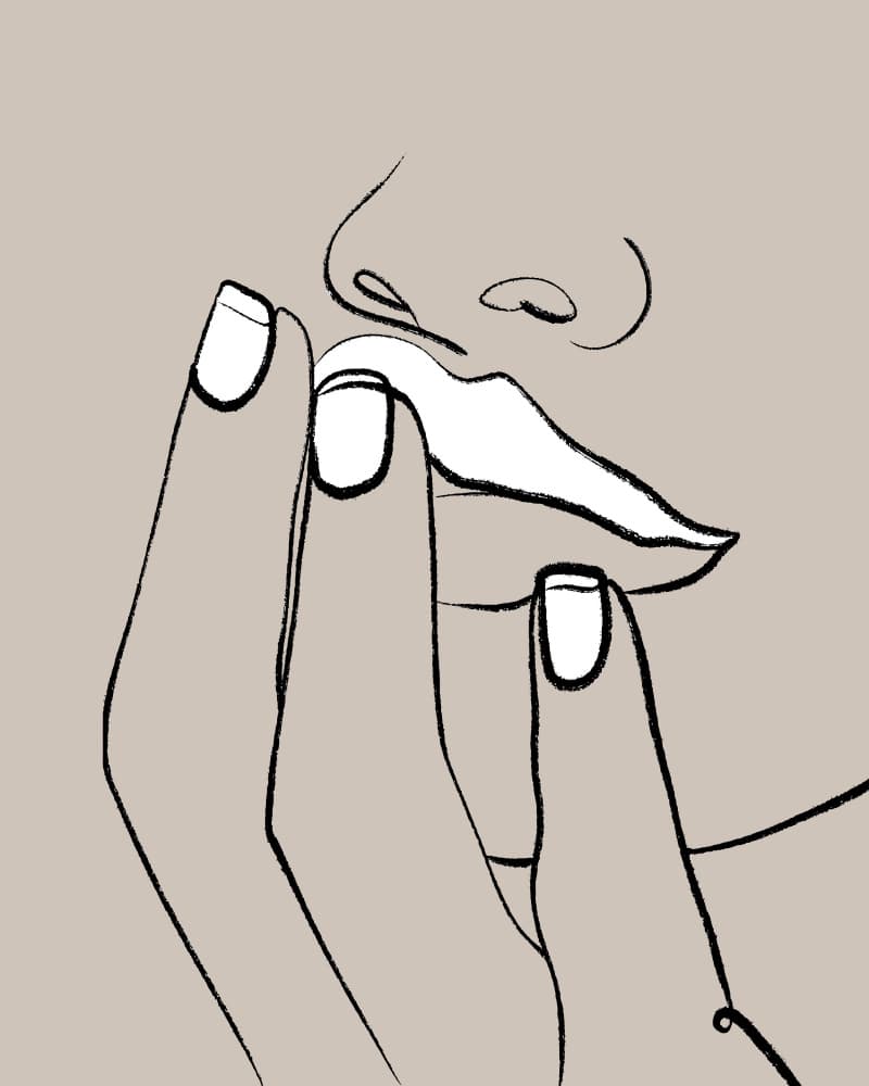 Elegant Lips and Hand by Uma Gokhale — canvas wall art