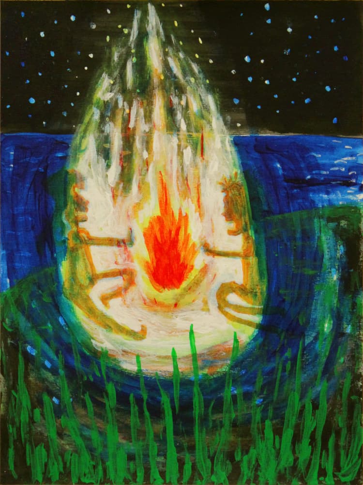 Starry Night Campfire by Fedele Frost — canvas wall art