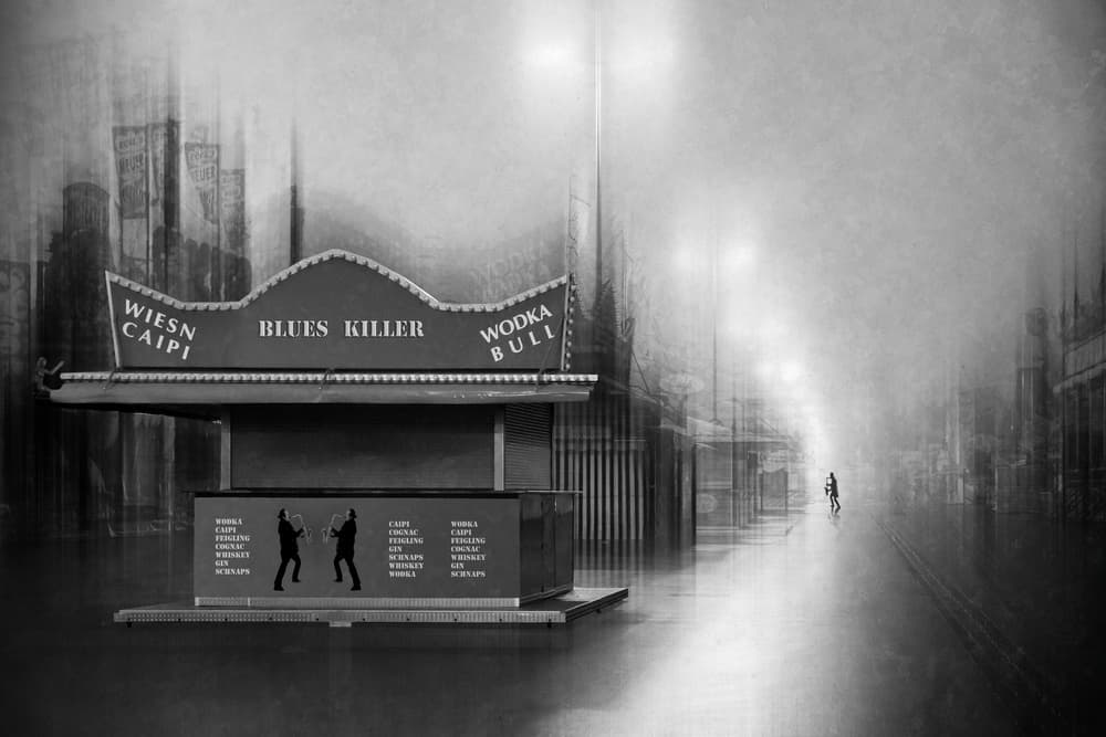 Blues Killer Misty Street by Roswitha Schleicher-Schwarz — canvas wall art
