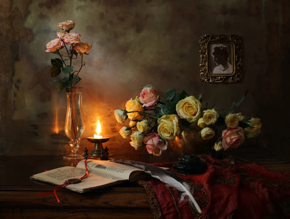 Candlelight Still Life by Andrey Morozov — canvas wall art