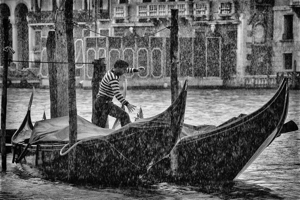 Gondolier in the Rain by Hans-Wolfgang Hawerkamp — canvas wall art