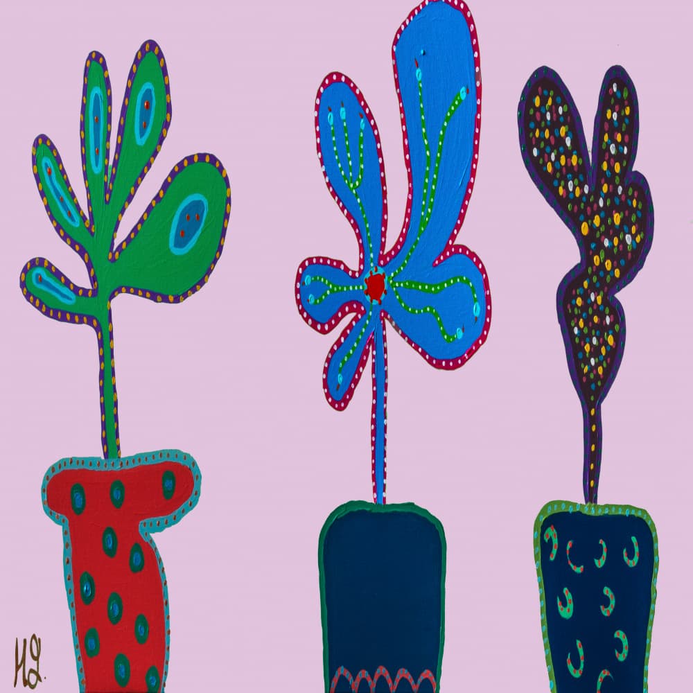 Whimsical Potted Plants by Helen Joynson — canvas wall art