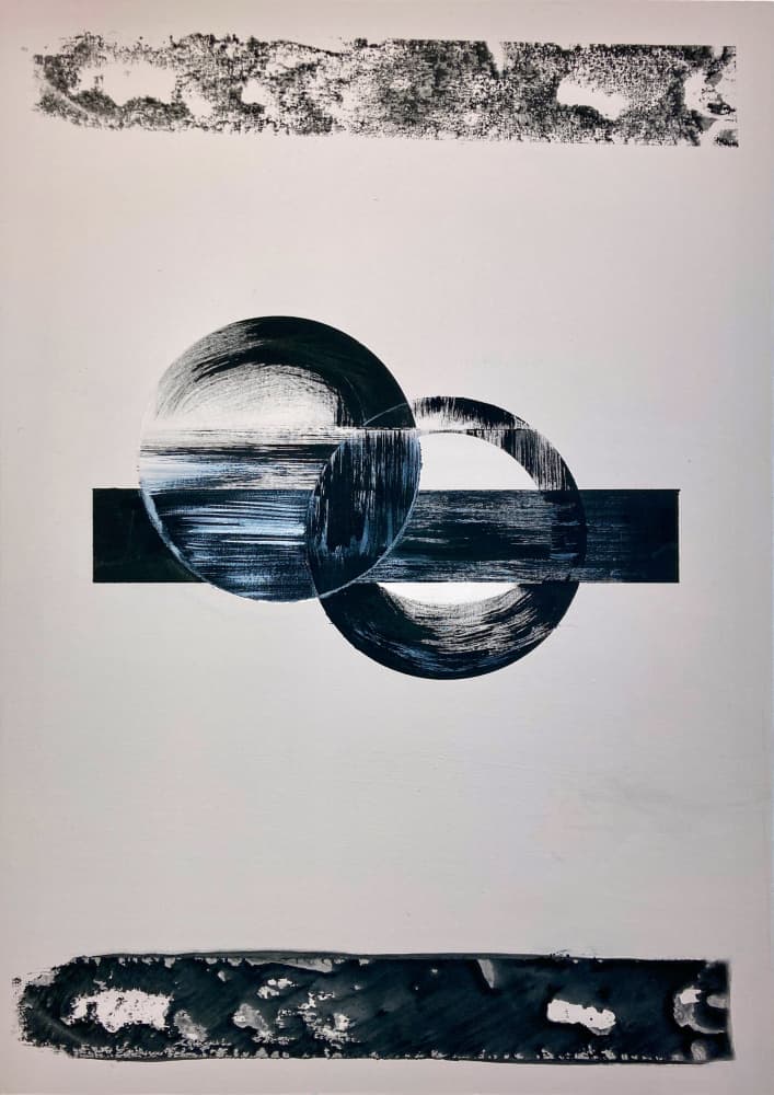 Monochrome Intersecting Circles by David Galan — canvas wall art