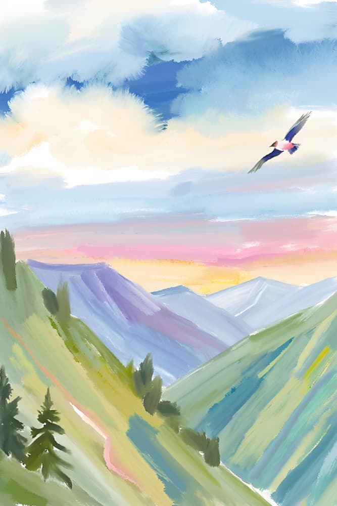 Colorful Mountain Serenity by Ohkimiko — canvas wall art