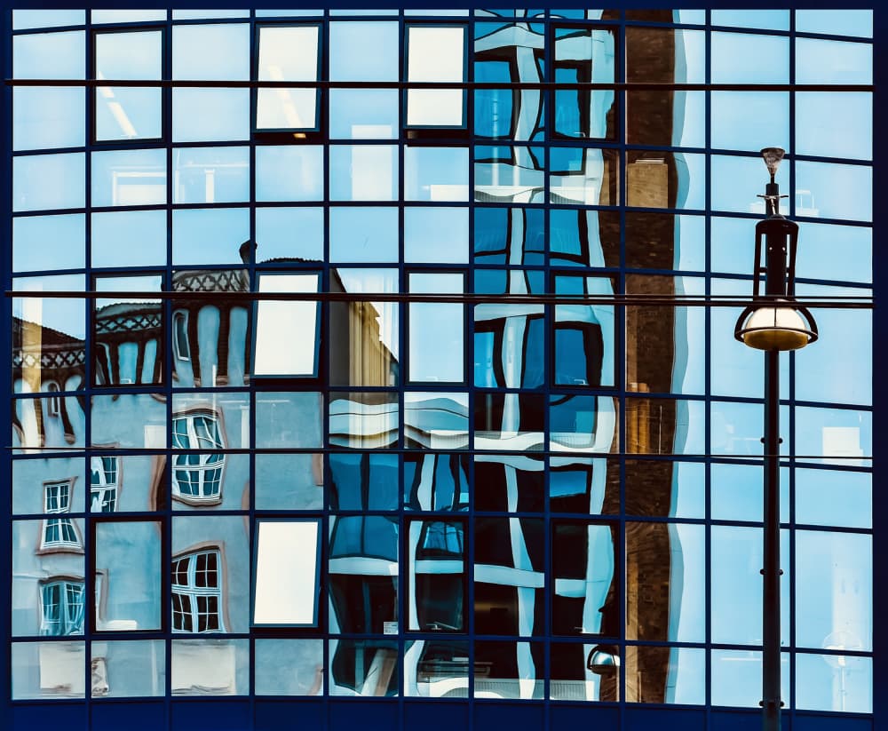 Blue City Reflections by Arnon Orbach — canvas wall art